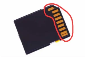 sd card 金手指示意圖，畫圈部份為金手指